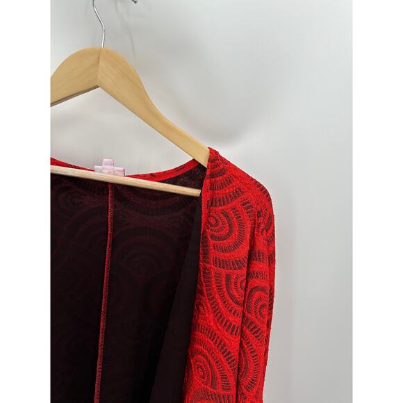 Lularoe Cardigan Women SMALL Red Lace Long Sleeve Open Front Stretch Cover-Up - Picture 4 of 8